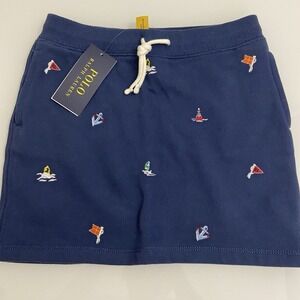 Polo Ralph Lauren Girl's‎ Nautical Fleece Skirt Watch Hill Drawstring Size 6 NEW